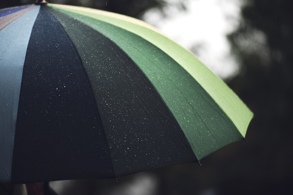 Close-up,Of,Umbrella,In,Rainbow,Colors,In,Rainy,Autumn,Day,